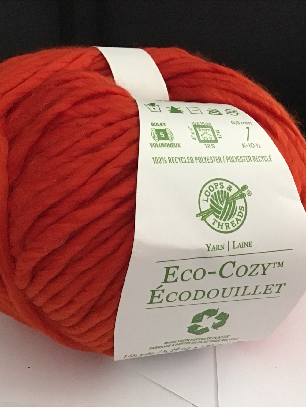 Loops & Threads Eco-Cozy Ecodouillet Yarn - Deep Orange 1 Ball Weight 6